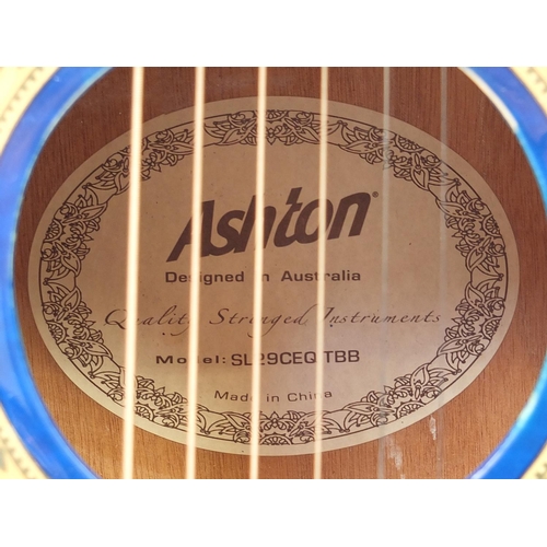 2079 - Ashton acoustic six string guitar, model SL29CEQTBB, 101cm in length