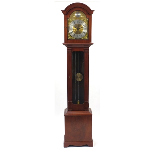 2024 - Mahogany Tempus Fugit long case  clock, the dial engraved James Stewart Armagh, 197cm high