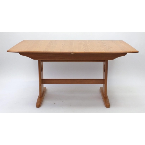 2025 - Ercol light elm extending dining table, 73cm H x 150cm W x 92cm D