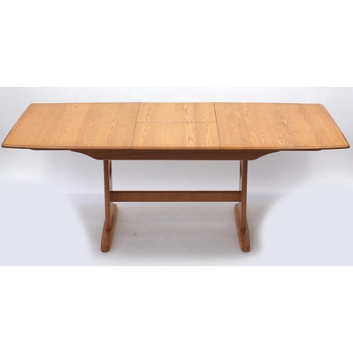 2025 - Ercol light elm extending dining table, 73cm H x 150cm W x 92cm D