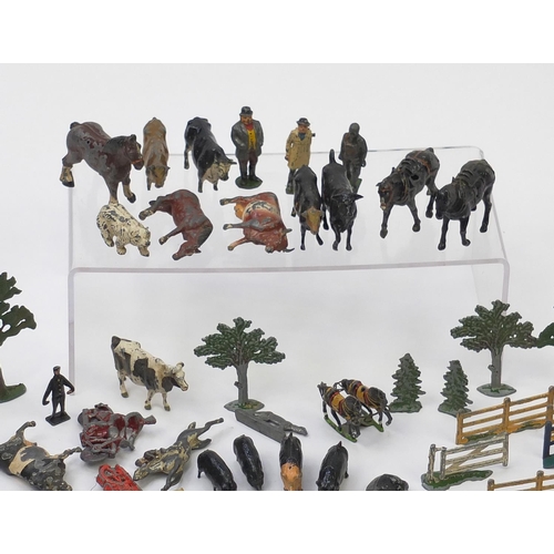 2207 - OO gauge Trix twin Railway set, together with a group of hand painted lead farmyard animals and acce... 