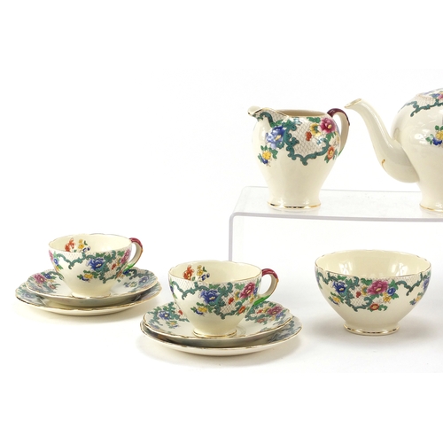 2227 - Royal Cauldon Victoria tea service, the teapot 15cm high