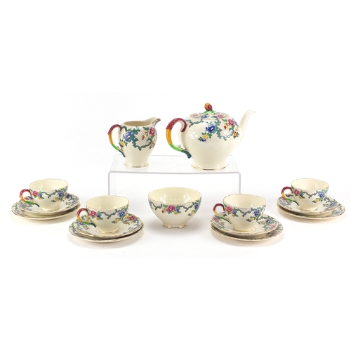 2227 - Royal Cauldon Victoria tea service, the teapot 15cm high