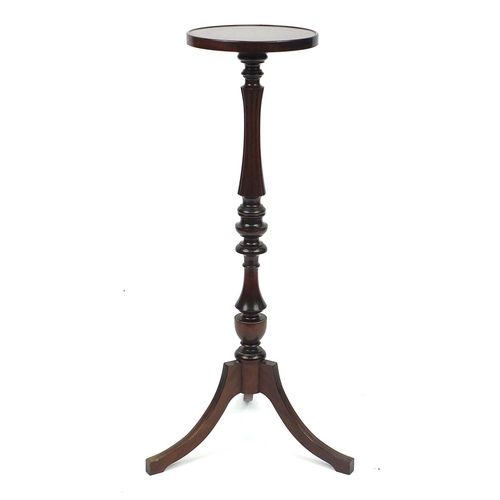 54 - Mahogany plant stand with tripod base, 96cm high