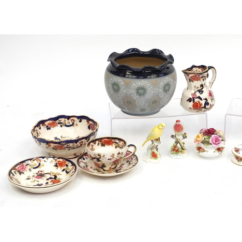 186 - Collectable china including a Langley Ware jardinière, Masons ironstone, Royal Doulton and Royal Add... 