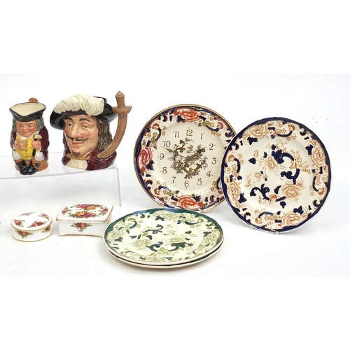 186 - Collectable china including a Langley Ware jardinière, Masons ironstone, Royal Doulton and Royal Add... 