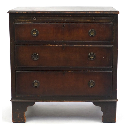 57 - Mahogany tree drawer chest with brushing slide, raised on bracket feet, 78cm H x 73cm W x 46m D