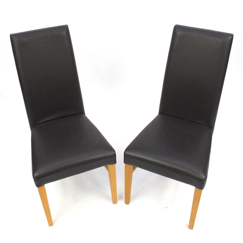 116 - Pair of brown leather and light wood chairs, 100cm high