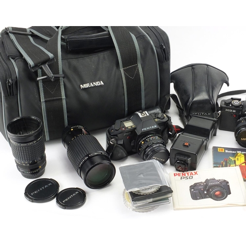 176 - Pentax P50 and Minolta XG9 cameras with lenses and accessories