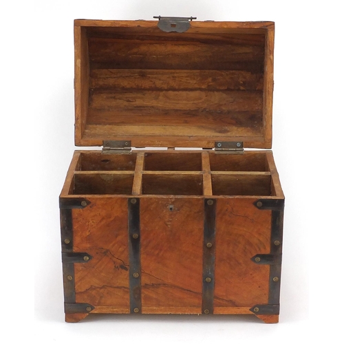 93 - Mexican pine dome top wine box, 38cm H x 36cm W