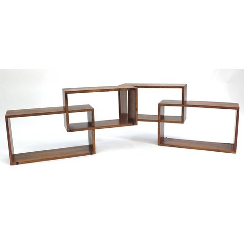 128 - Pair of Mexican pine wall hanging shelves