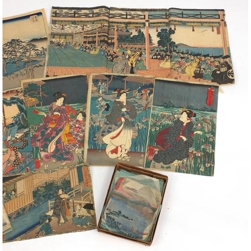 221 - Withdrawn Collection of Japanese pictures, some on silk and some of crepe paper