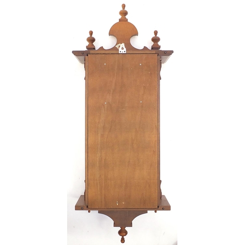 37 - Mahogany cased wall hanging clock, with Westminster chime, 100cm in length
