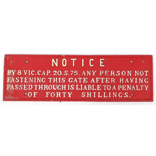 143 - Cast iron railway interest sign, 79cm x 24cm