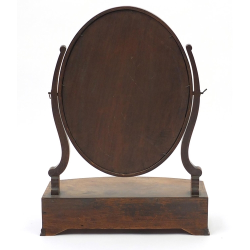 96A - Edwardian inlaid toilet mirror, fitted with drawers to the base, 62cm high