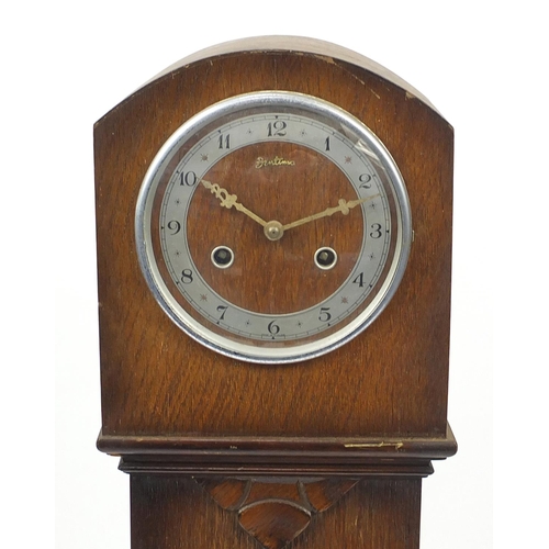 46 - Bentima oak Granddaughter clock, 133cm high