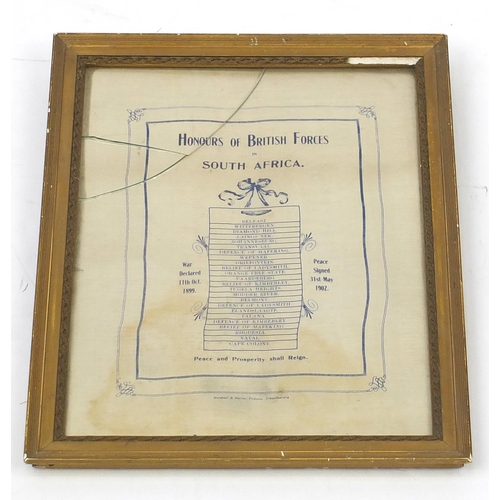 929 - Honours of the British Forces in South Africa, gilt framed, Declaration of Peace