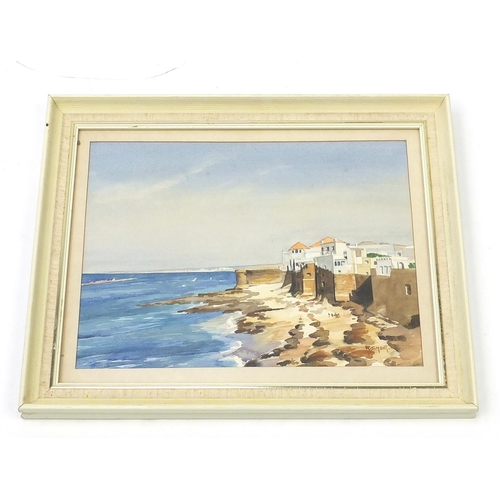 170 - R S Hunt - Coastal scene, watercolour, mounted and framed, 45cm x 35cm