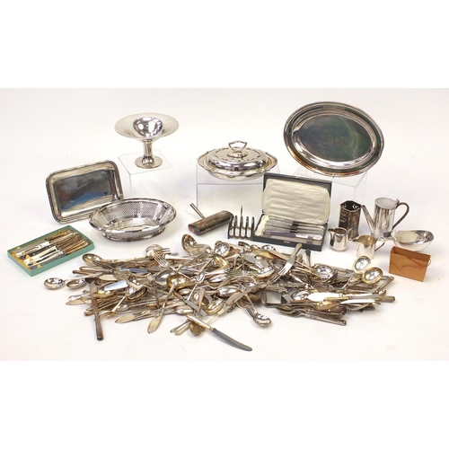 191 - Large quantity of assorted silver plated items to include bottle vase, tureens, flatware etc