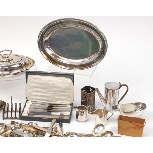 191 - Large quantity of assorted silver plated items to include bottle vase, tureens, flatware etc