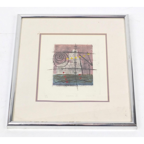 205 - Pencil signed limited edition etching in colour, 205/280, indistinctly signed, mounted and framed, 3... 