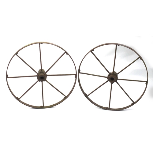 145 - Pair of vintage French cartwheels, 60cm in diameter