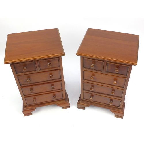 2034 - Pair of Mahogany five drawer bedside chests, 80cm H x 49cm W x 40cm D
