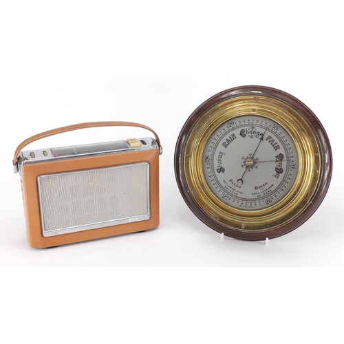 238 - Brass barometer and a vintage Bush Tri 30 radio