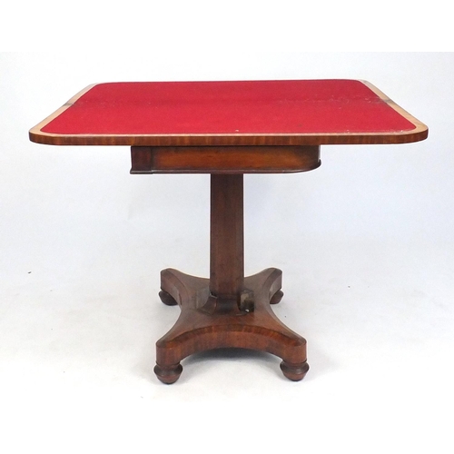 5 - Victorian satin wood folding card table, 73cm H x 91cm W