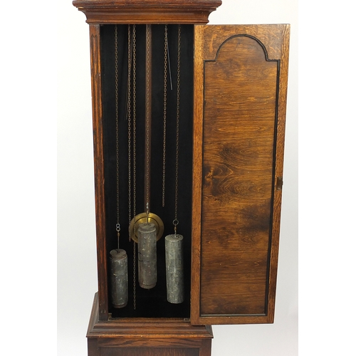 2017 - Oak Enfield long case clock with Westminster chime, 194cm high