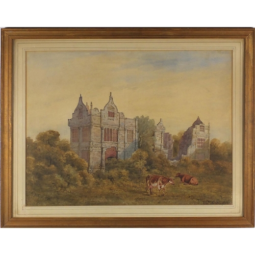 40 - Manner of John Sell Cotman - Architectural ruins with grazing cattle, 19th century watercolour, date... 