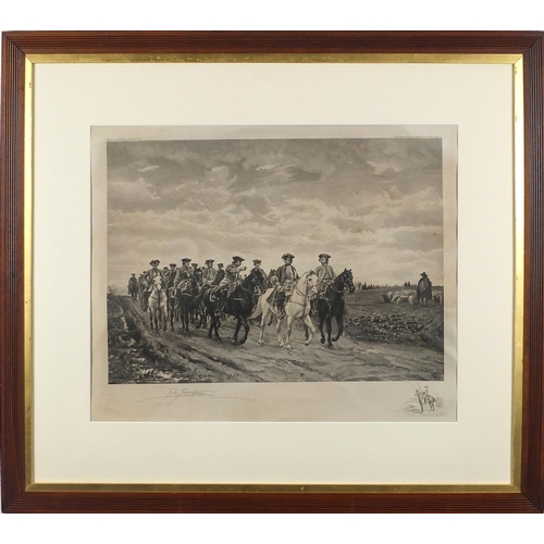 138 - After Jean-Louis Ernest Meissonier - Maurice De Saxe, 19th century black and white etching, signed i... 