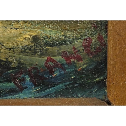 140 - Francis - Cargo S, Dirty British coaster, Maritime interest oil on canvas, framed, 79cm x 39cm