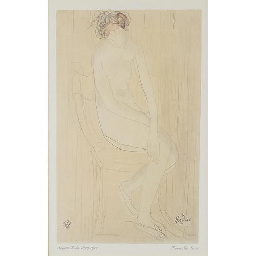 156 - Auguste Rodin - Pair of museum prints, Femme Nue Assise and Femme Drapée Et Assise, both mounted and... 