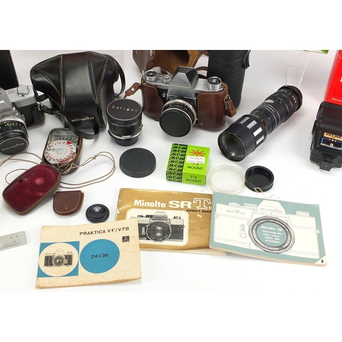 192 - Vintage cameras, lenses and accessories including Anette, Praktica and Tamron zoom No.390573 lense