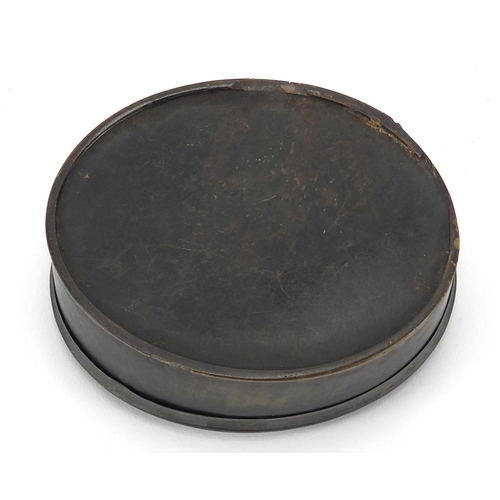 34 - 18th century oval horn and tortoiseshell snuff box with  silver rim, 10cm wide