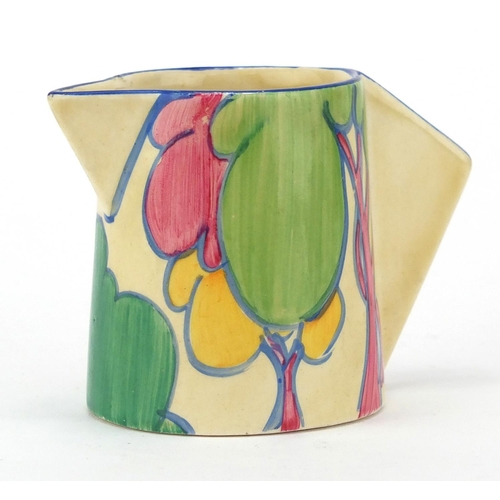 954 - Clarice Cliff Bizarre Fantastique jug, hand painted in the pastel Autumn pattern, factory marks to t... 