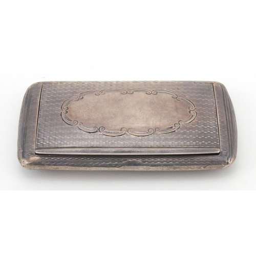 45 - Victorian rectangular silver snuff box by Edward Smith, with hinged lid and engine turned decoration... 
