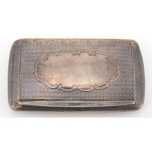 45 - Victorian rectangular silver snuff box by Edward Smith, with hinged lid and engine turned decoration... 