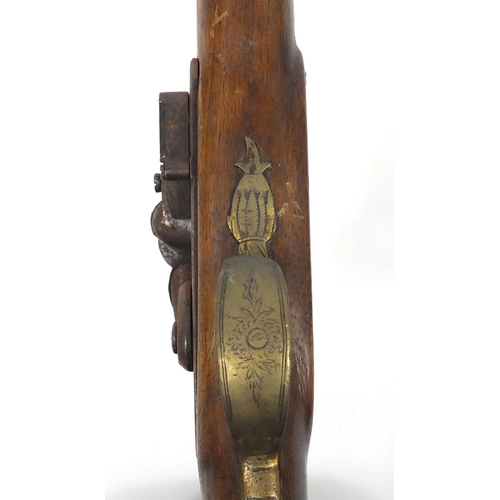 581 - 19th century flint lock rifle, the barrel with impressed proof marks, 126cm in length