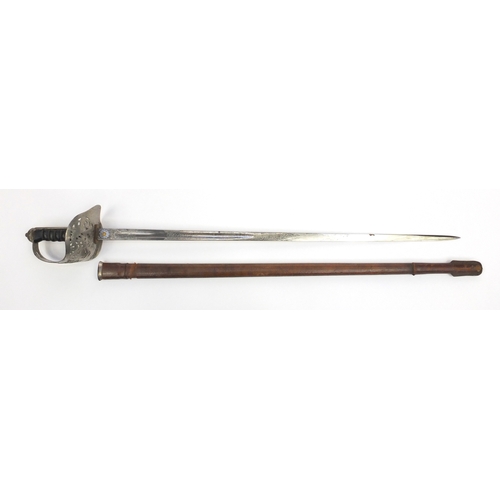 575 - British Military Royal Engineers Officers sword by Henry Wilkinson of Pall Mall London, with leather... 