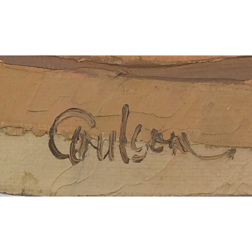 1533 - Coulson - Continental street scene, oil on canvas, unframed, 27.5cm x 22.5cm
