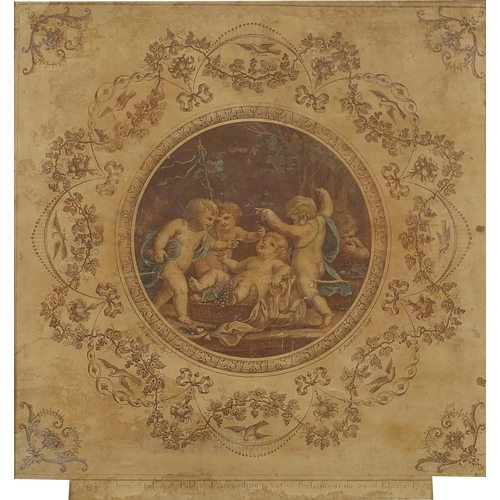 1685 - F Bartolozzi - Putti playing, late 18th century print, published 29th February 1782, mounted and fra... 