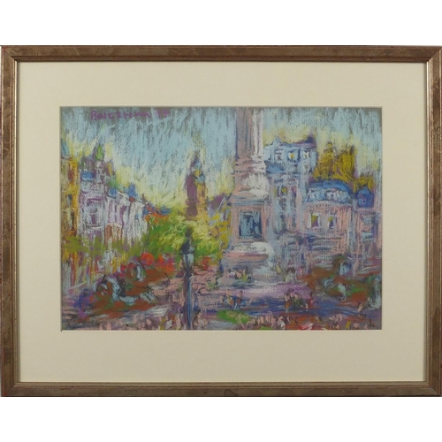 1643 - Baleztena - Spanish street scene and one other, pair of pastel, mounted and framed, each 29cm x 20.5... 