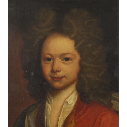1331 - Head and shoulders portrait of a young male, 17/18th century Old Master oil on canvas, framed, 73cm ... 
