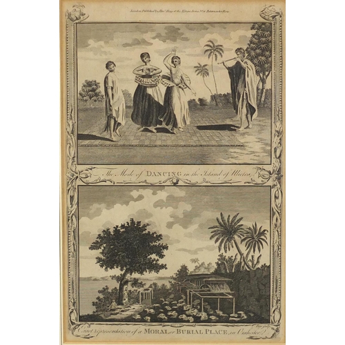 1686 - 18th century Maori etching, mounted and framed, 29.5cm x 19cm