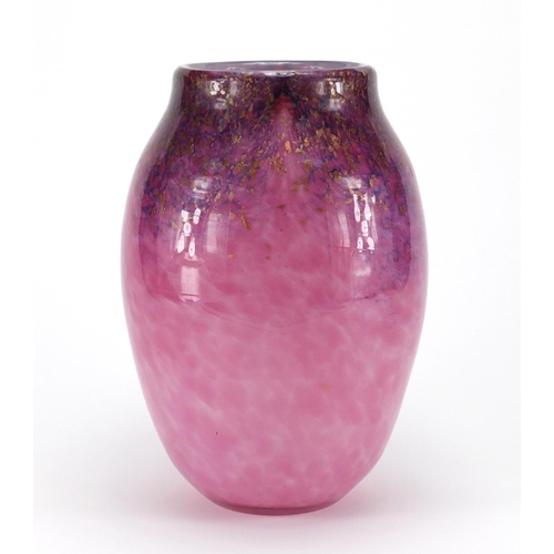 920 - Large Monart pink glass vase with gold flecking, 30cm high