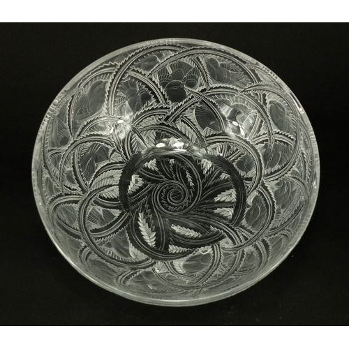 916 - Lalique frosted glass Pinsons bowl, etched Lalique France to the base, 23.5cm in diameter