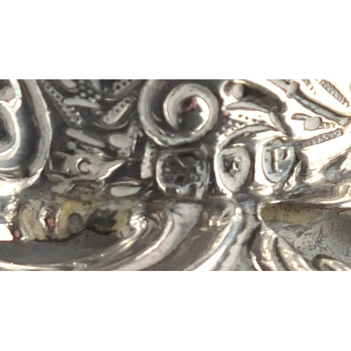 103 - Victorian silver topped Webb rock crystal scent bottle by William Comyns, finely etched with a bird ... 