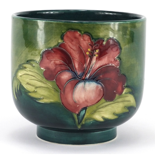 947 - Moorcroft Hybiscus pattern pottery vase, paper label, painted and impressed marks to the base, 10cm ... 